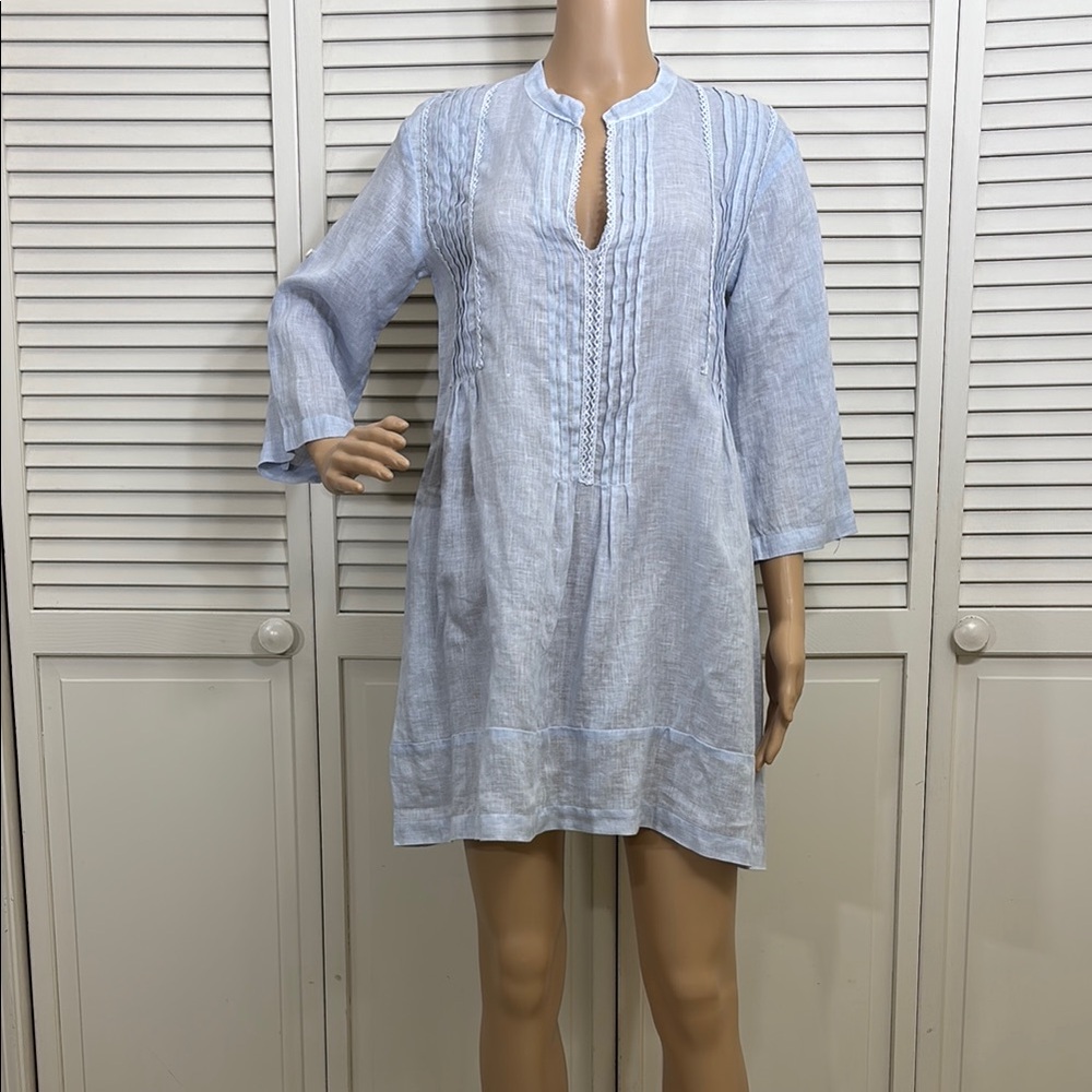 CP Shades Linen Blue Tunic Top Lightweight XS